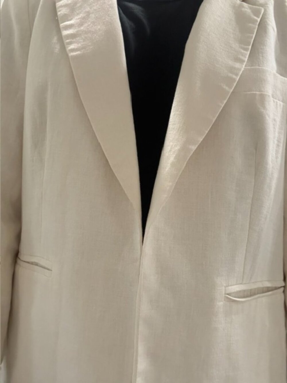 Rachel Zoe Ivory Linen Cotton Boyfriend Blazer Size L - Picture 6 of 9